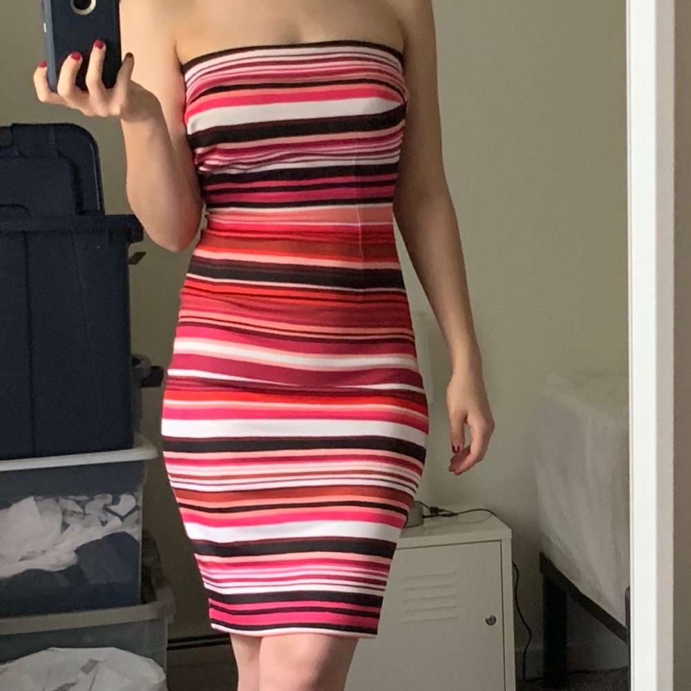 New York and Company Striped Body Con Dress